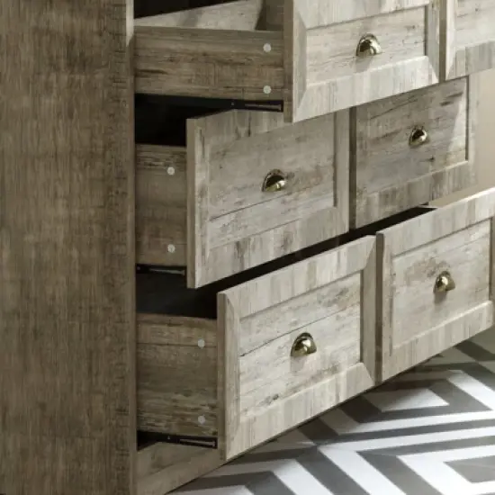 Famapy Vintage Kitchen Cabinet,Adjustable Shelves & Glass Doors,Multi-Drawer Large-Capacity Kitchen Storage Solution,Antique-Style Kitchen Pantry image {5}