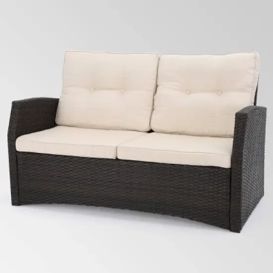 Sanger 5pc Wicker Chat Set - Dark Brown - Christopher Knight Home image {4}