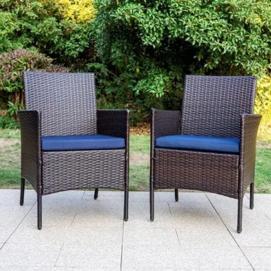 5pc Patio Set with Wicker Chairs & 28" Propane Gas Fire Pit Table - Captiva Designs image {2}
