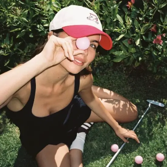 Golf Cart Hat - Frasier Sterling Cream/Red: Adjustable Woven Baseball Hat image {4}