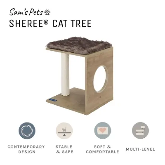 Sam's Pets Sheree 17"  Cat Tree In Light Brown image {5}