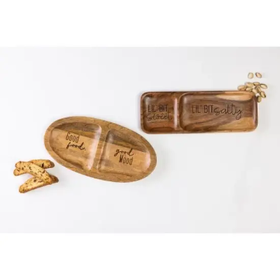 Transpac 12 in Brown Wood Everyday Good Food Platter Serving Tray Perfect for Entertaining and Daily Use image {2}