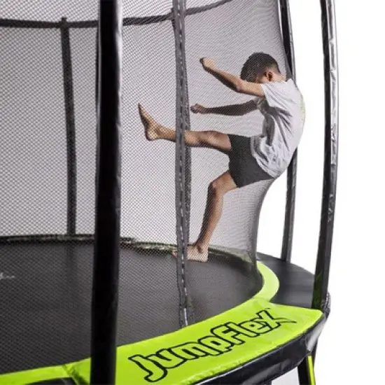 JumpFlex HERO Round Outdoor Backyard Trampoline Playset for Kids with Net Safety Enclosure and Ladder image {5}