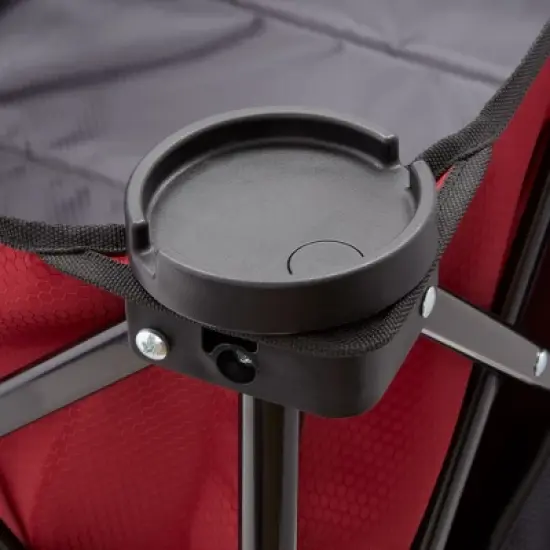 Gorilla Carts 7 Cubic Feet Foldable Collapsible Durable All Terrain Utility Pull Beach Wagon with Oversized Bed and Built In Cup Holders, Red image {4}