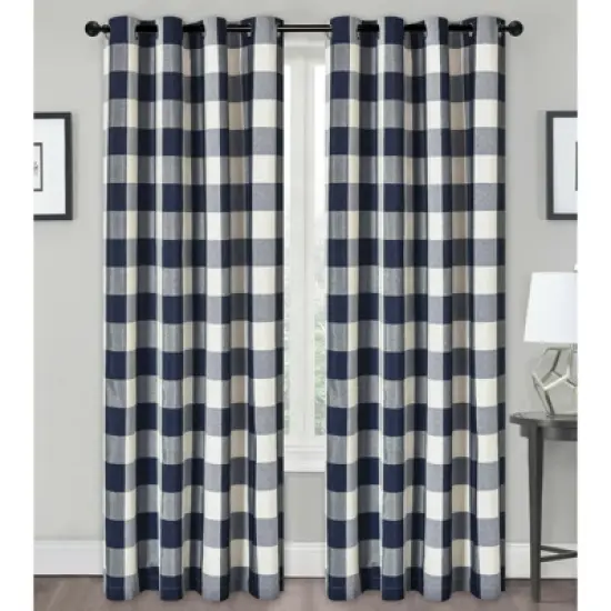Kate Aurora Country Farmhouse Living Classic Buffalo Plaid Checkered Single Grommet Top Window Curtain Panel image {9}