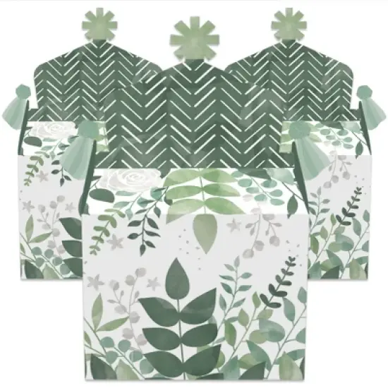 Big Dot of Happiness Boho Botanical - Treat Box Party Favors - Greenery Party Goodie Gable Boxes - Set of 12 image {1}