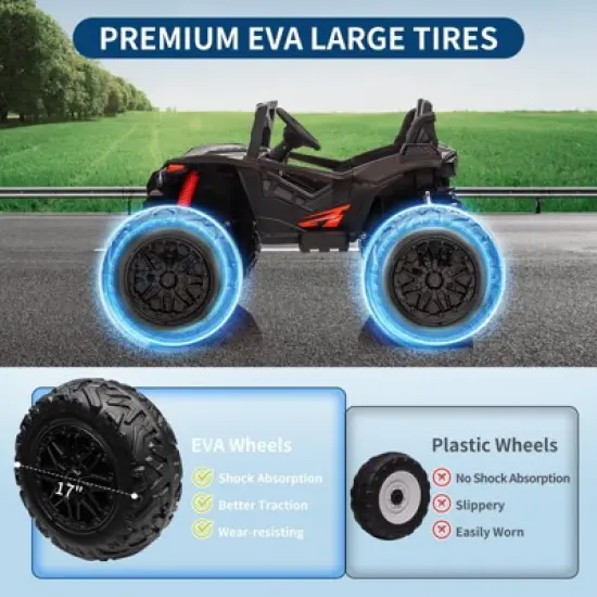 2 Seaters 24V Ride on UTV with Remote Control,10AH Battery, 400W Powerful Motors, Electric Ride Toy with Metal Suspension,LED Lights, Music, Horn image {1}