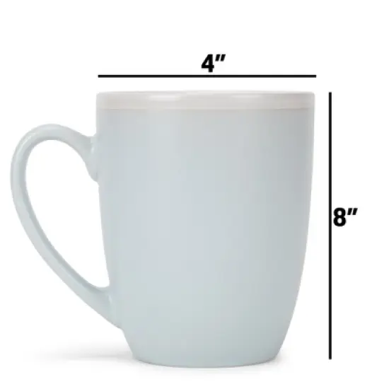 Elanze Designs Solid Color Pale Blue White Interior 16 ounce Matte Ceramic Mugs Matching Set of 4 image {3}