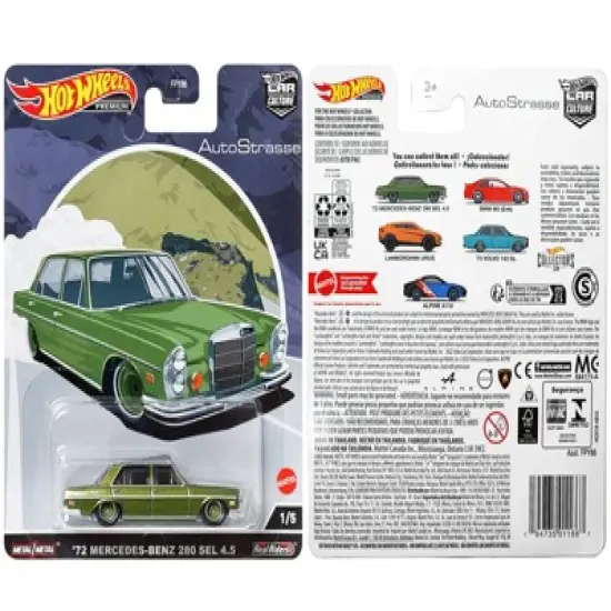 1972 Mercedes-Benz 280 SEL 4.5 Green Metallic "Auto Strasse" Series Diecast Model Car by Hot Wheels image {2}