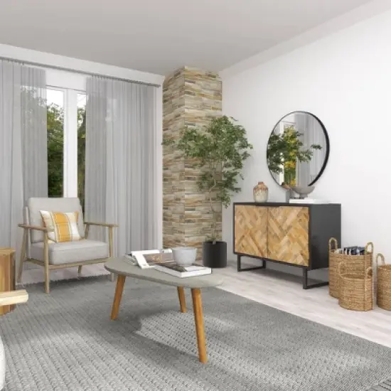 45"x18" Mid-Century Wood Outdoor Accent Table Gray - Olivia & May image {16}