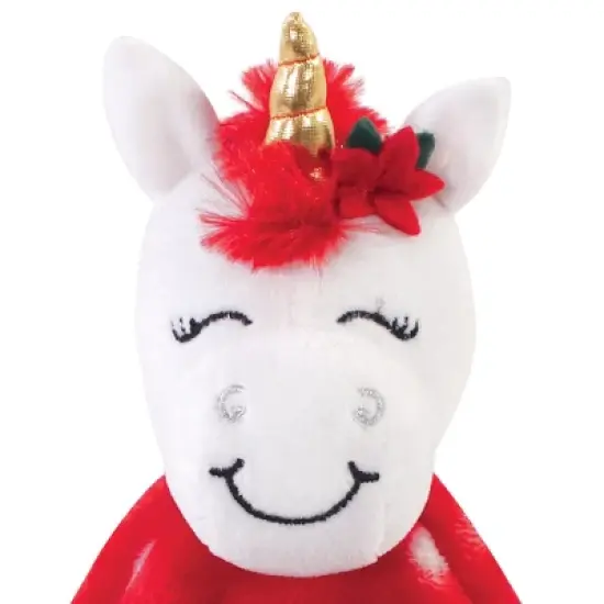 Hudson Baby Infant Animal Face Security Blanket, Christmas Unicorn, One Size image {1}