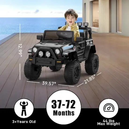 2-Seater Ride On Truck Car, 12V Electric Car for Kids Battery Powered Car w/Parent Remote Control image {2}
