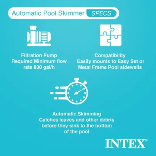 Intex Deluxe Automatic Surface Skimmer Bundled with Maintenance Kit w/ Vacuum & Pole, Swimming Pool Cleaning Tools for Above Ground and InGround Pools image {2}