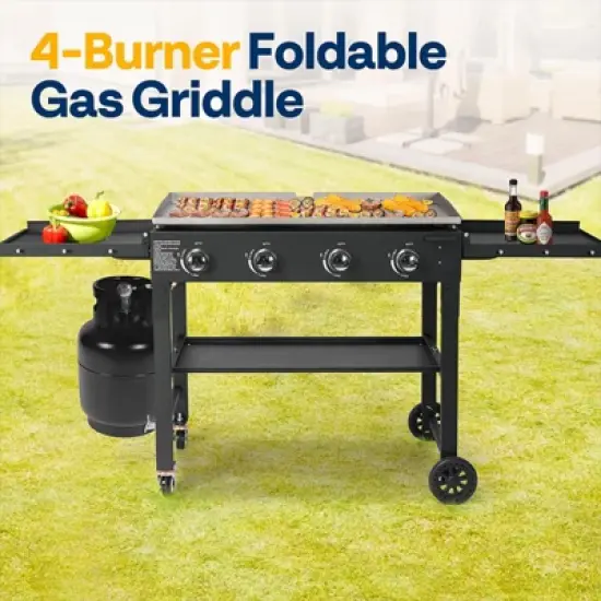 SUGIFT 4-Burner Flat Top Gas Griddle Cooking Station - Foldable Portable Propane Grill image {9}