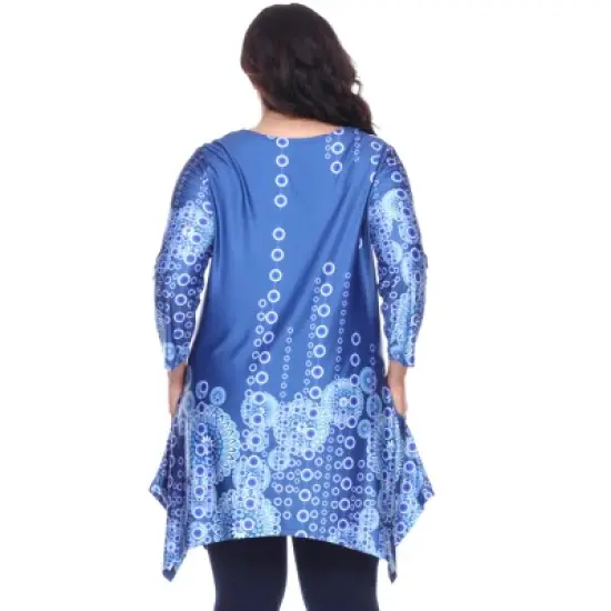 Women's Plus Size 3/4 Sleeve Printed Rella Tunic Top with Pockets - White Mark image {2}