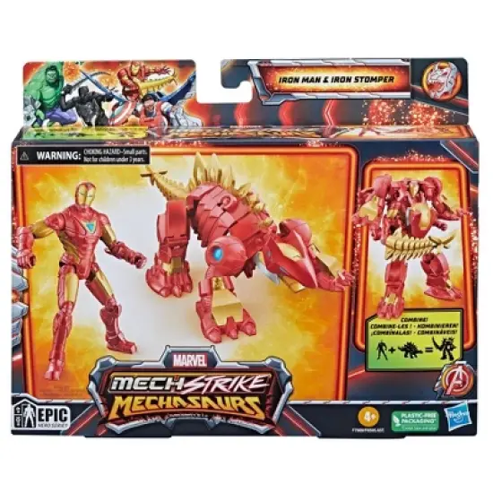 Marvel Mech Strike Mechasaurs Iron Man and Iron Stomper Action Figure Set - 2pk image {1}