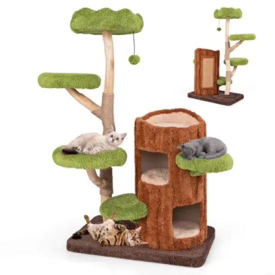 Costway Multi-level Cat Tree with Double Decker Cat House Scratching Posts & Sisal Panel image {8}