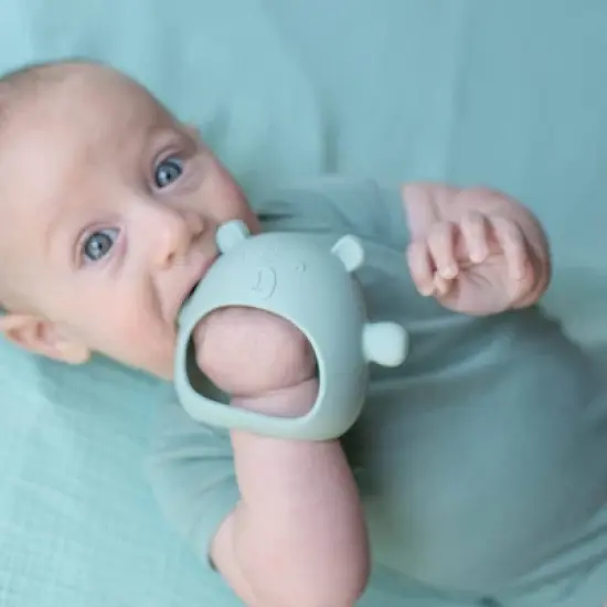 Lulyboo Silicone Easy Grip Teether Bear - Sage image {2}