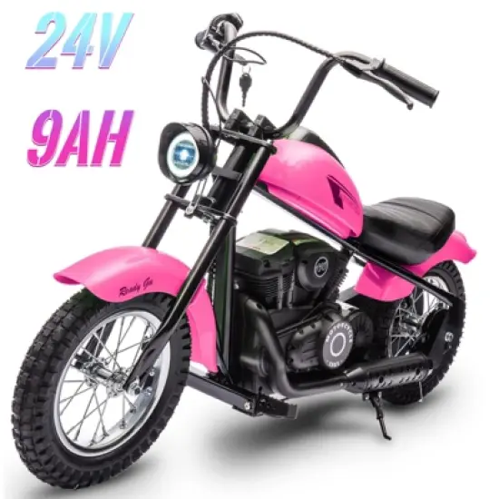 Electric Motorcycle for Kids, 24V Dirt Bike, Modes up to 15MPH, Dirt Bike with LED Lights, Rear Brake, Perfect Ride for Kids and Teens image {1}