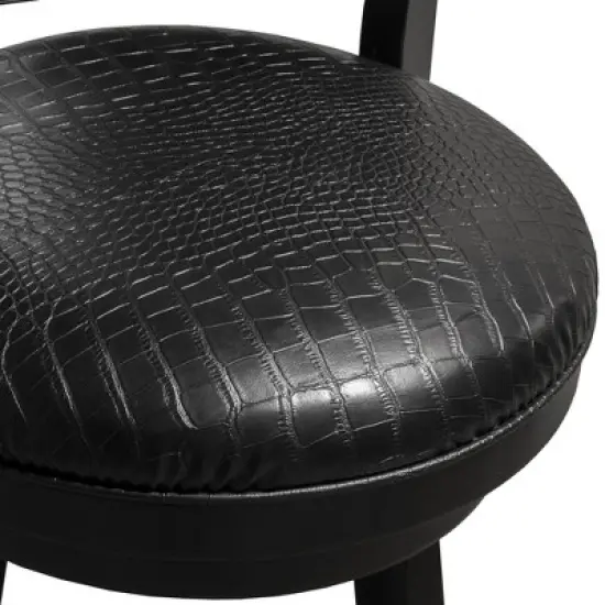 Brannon Swivel Height Barstool Black/Faux Croc Skin - Hillsdale Furniture image {3}