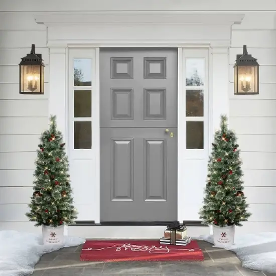 Puleo 4.5' Pre-Lit Potted Pine Artificial Christmas Tree image {2}