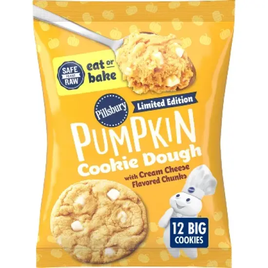 Pillsbury Ready-to-Bake Pumpkin Cookie Dough with Cream Cheese Flavored Chips - 14oz/12ct image {8}