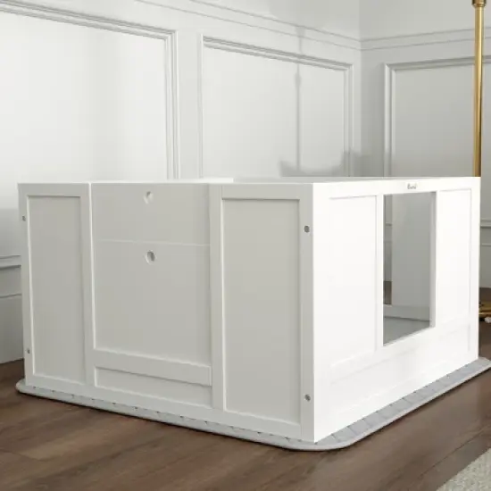 PawHut Whelping Box for Dogs with Waterproof Whelping Pad, Clear Panels, Adjustable Entrance, Double Room, for Small Dogs image {5}