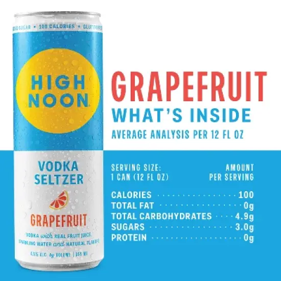 High Noon Grapefruit Vodka Hard Seltzer - 4pk/355ml Cans image {6}