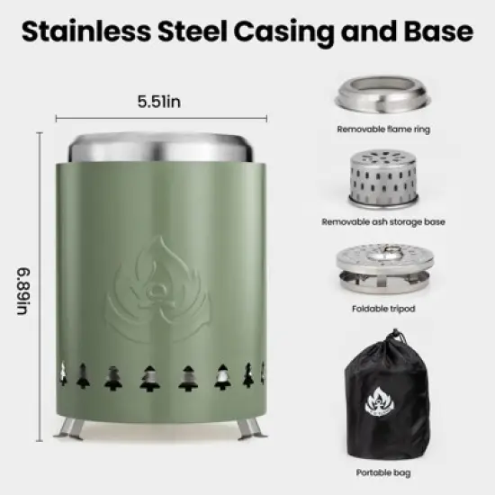 R.W.FLAME Tabletop Fire Pit with Stand, Stainless Steel Table Top Stove, Low Smoke Mini Round Fire Pit Bowl Smokeless Firepit Outdoor image {6}