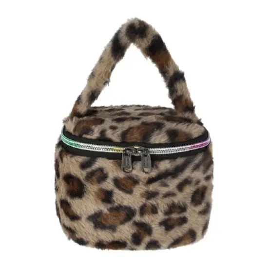 Unique Bargains Portable Leopard Print Makeup Bag Brown 1 Pc image {3}