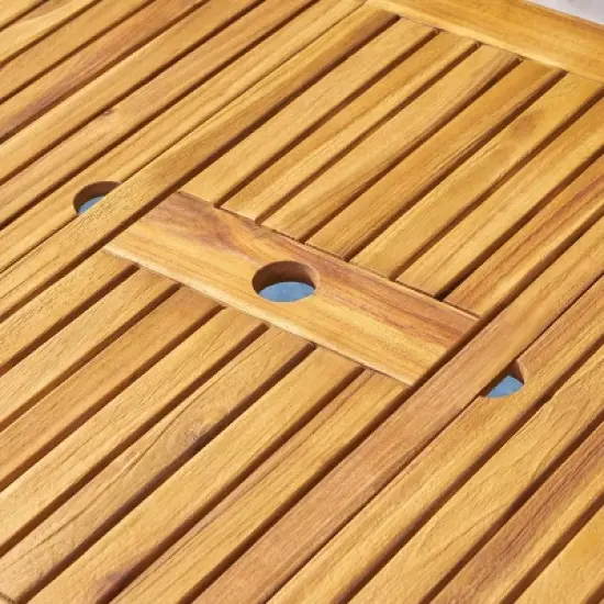 Elmar 7pc Wood & Wicker Expandable Dining Set - Natural/Brown/Cream - Christopher Knight Home image {6}