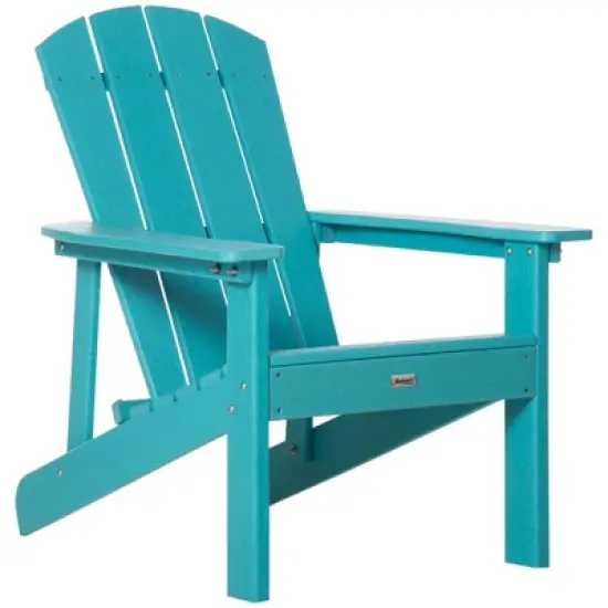 Outsunny Plastic Adirondack Chair, Outdoor Fire Pit Seating HDPE Lounger Chair with High Back and Wide Seat for Patio, Backyard, Garden image {6}