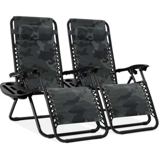 Best Choice Products Set of 2 Zero Gravity Lounge Chair Recliners for Patio, Pool w/ Cup Holder Tray image {10}