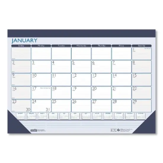 Recycled Contempo Desk Pad Calendar, 18.5 x 13, White/Blue Sheets, Blue Binding, Blue Corners, 12-Month (Jan to Dec): 2026 image {4}