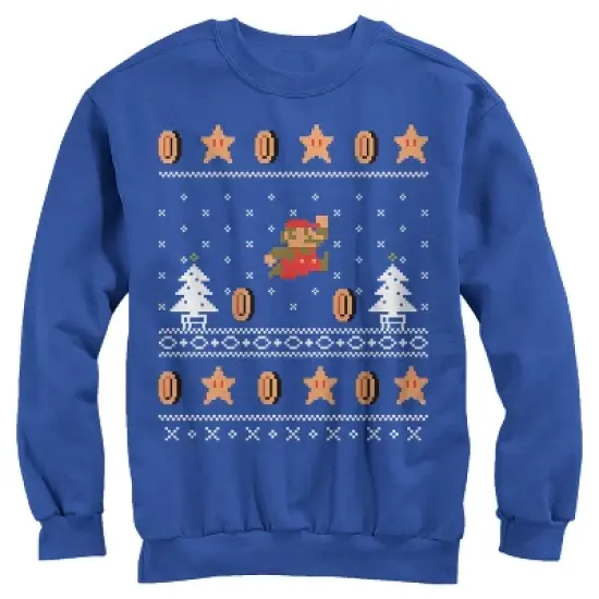 Men's Nintendo Ugly Christmas Mario Coin Sweatshirt image {2}