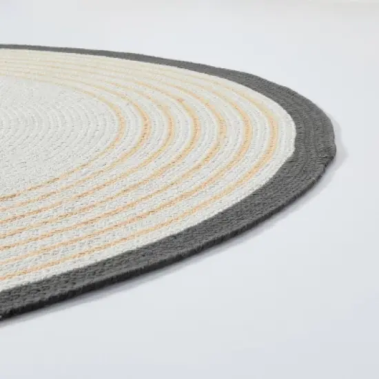 Round Border Stripe Braided Area Rug Neutral - Hearth & Hand&trade; with Magnolia image {2}