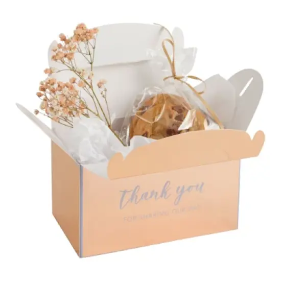 Sparkle and Bash 24 Pack Rose Gold Thank You Party Favor Gable Gift Boxes for Wedding, Birthday Party, 6.25 x 3.5 x 3.5 In image {2}