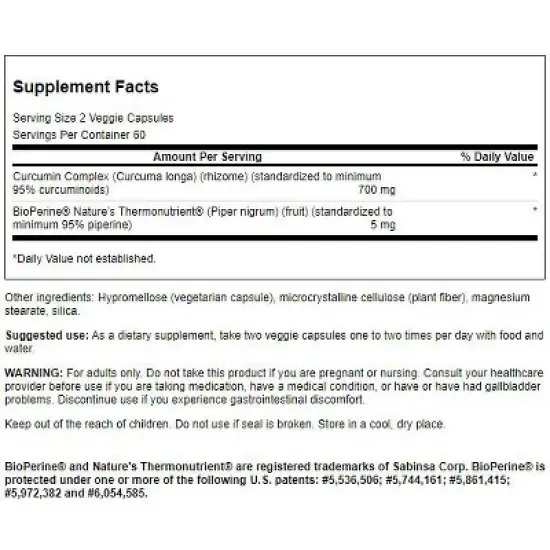 Swanson Curcumin Complex - Standardized with Bioperine 120 Veg Caps image {1}