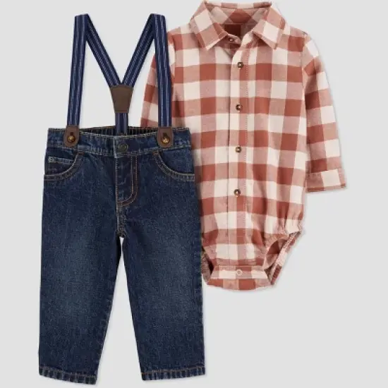 Carter's Just One You&reg;️ Baby Boys' Plaid Top & Bottom Set - Brown image {4}
