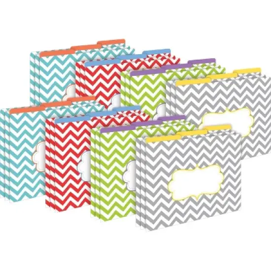 Barker Creek Beautiful Chevron 14pt Letter-Size File Folders Multi-Design Set 24 per Set: Top Tab, 50 Sheet Capacity, Multicolored image {3}