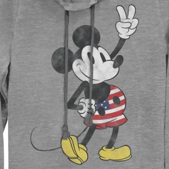 Junior's Mickey & Friends Retro American Peace Sign Cowl Neck Sweatshirt image {1}