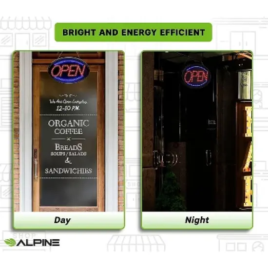 Alpine Industries 23 in. x 14 in. LED Oval Open Sign 2 Pack (497-02-2PK) image {4}