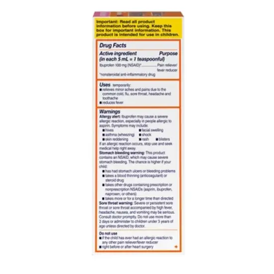 Children's Motrin Pain Reliever/Fever Reducer Liquid - Ibuprofen (NSAID) - Bubble Gum - 4 fl oz image {4}
