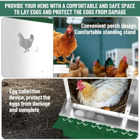 Chicken Nesting Box with Roll Out Egg Tray, Heavy Duty Galvanized Steel, Rustproof & Ventilated Laying Box for Chickens/Ducks, Wall Mount image {3}