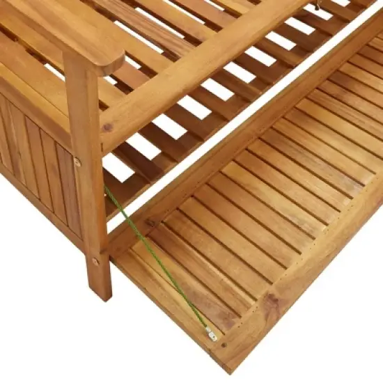 vidaXL Patio Storage Bench 66.9" Solid Acacia Wood image {6}