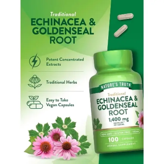 Nature's Truth Echinacea & Goldenseal Root 1400mg | 100 Capsules image {4}