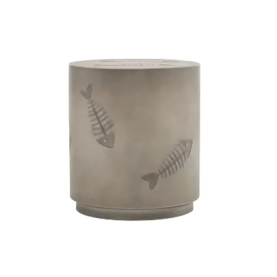 Christopher Knight Home Axel Indoor and Outdoor Handcrafted Lightweight Concrete Side Table with Fish Pattern, Gray image {9}