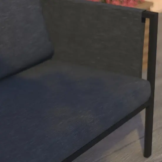 Merrick Lane Outdoor Love Seat/Sofa With Removable Fabric Cushions And Steel Frame image {6}