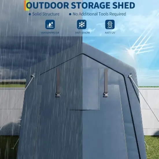GustoWave Waterproof Outdoor Storage Shed Carport for Motorcycle, Garden Tools image {4}