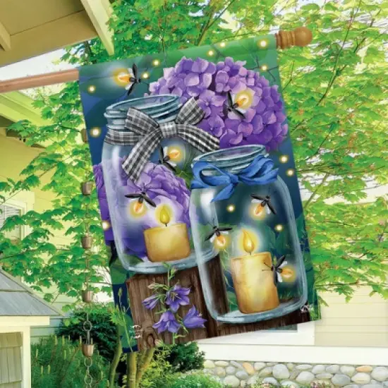 Fireflies Spring House Flag Candles Mason Jars 28 x 40 Briarwood Lane image {2}